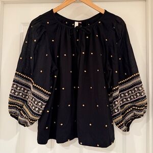 Pilcro Embroidered Bubble Sleeve Blouse Medium